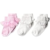 Jefferies Socks Girls' Ruffle/Ripple Edge/Lace Girls Socks 3 Pack