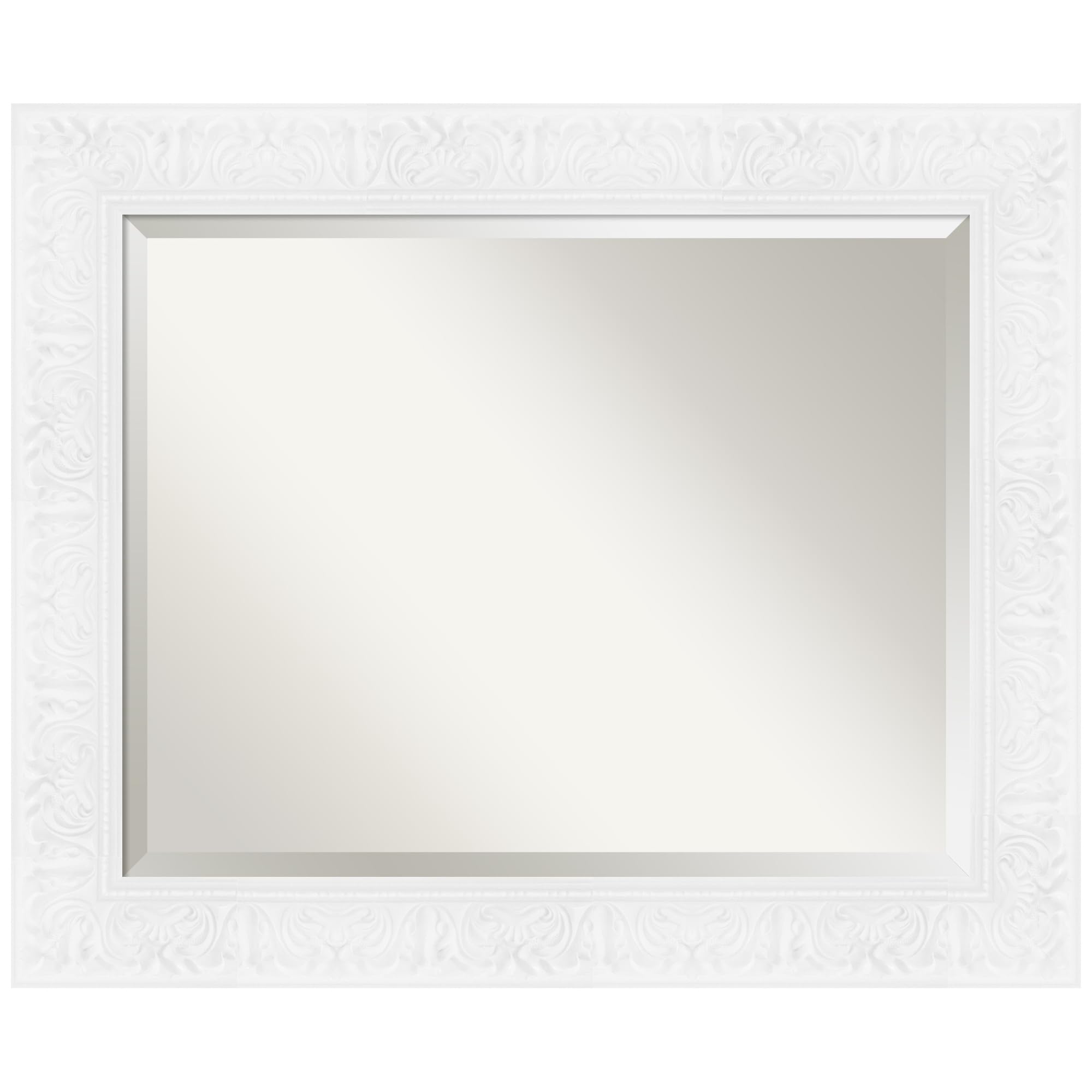 Amanti Art White Bathroom Mirror for Over Sink, 29x35 Luxe White Rectangle Vanity Mirror, Large Traditional Frame, Hangs Horizonally and Vertically, Bathroom Wall Decor, Beveled Edge Image