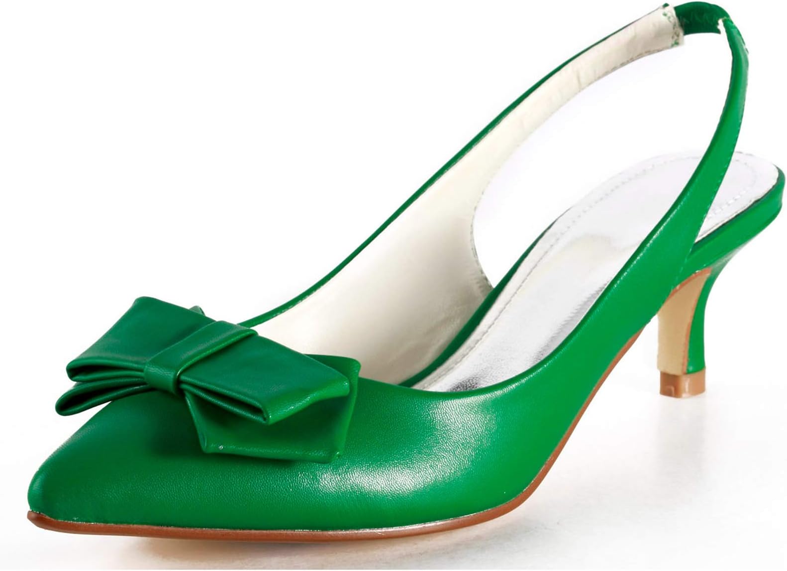 Minishion Womens Fashion Dress Kitten Heel Leather Slingback Sandals Closed Toe Pumps