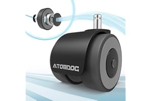 Office Chair Caster Wheels by ATOMDOC, 2" Newly Revolutionary Quadruple Ball Bearing Design,Heavy Duty & Safe Protection for All Floors Including Hardwood, Set of 5