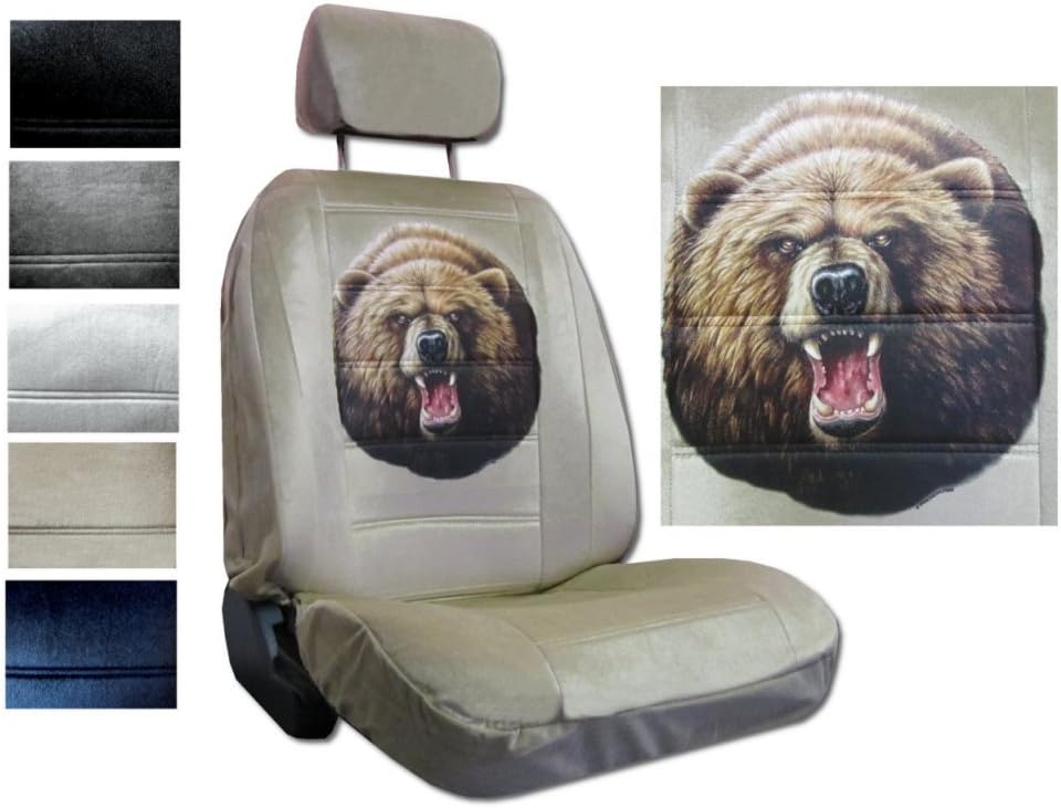 Seat Cover Connection Grizzly Bear print 2 Low Back Bucket