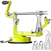 Apple Peeler Slicer Corer with Stainless Steel Blades and Powerful Suction Base for Apples Pears Potatoes(Green)