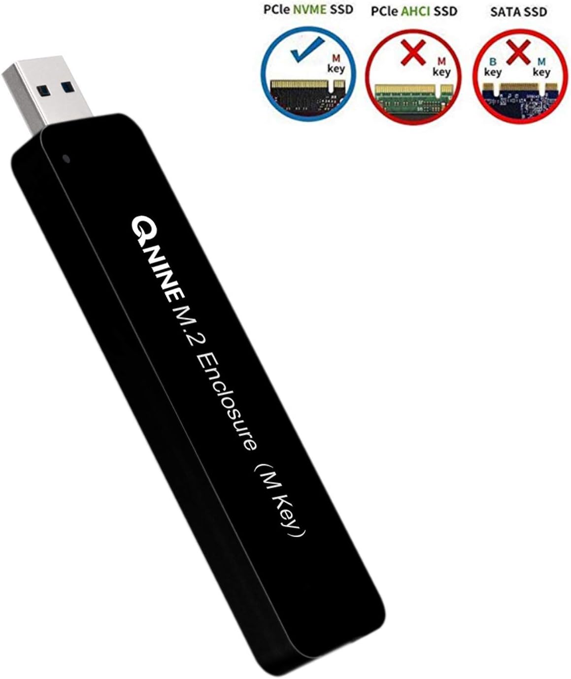 QNINE NVME Enclosure, No Cable Needed, M.2 NVME USB 3.0 Adapter with Case, Based on 10Gbps JMS583 Bridge Chip, Use as Portable SSD, Fit for Samsung 960 970 EVO PRO WD Black NVME SSD