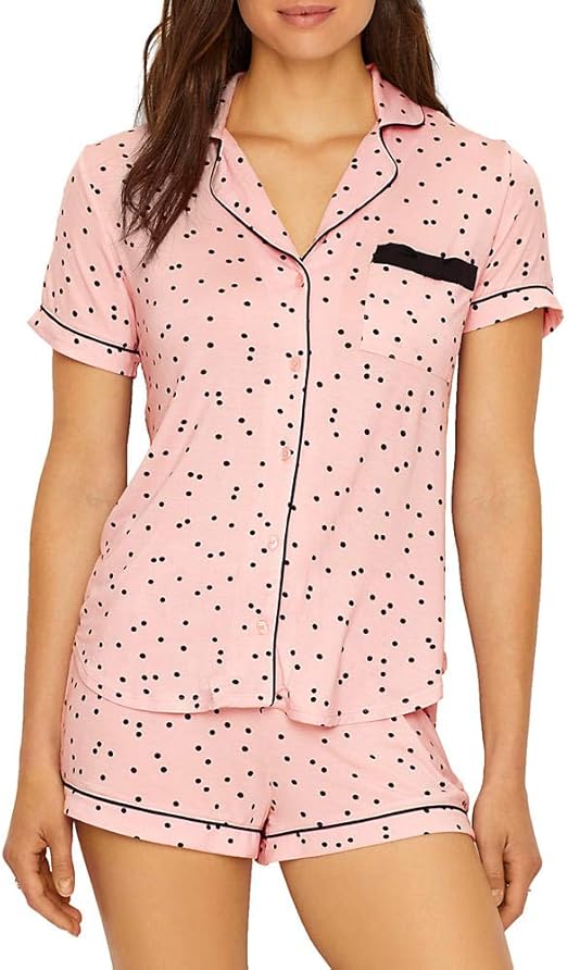 Kate Spade New York Evergreen Short Pajama Set Scattered Dot Pink XS at