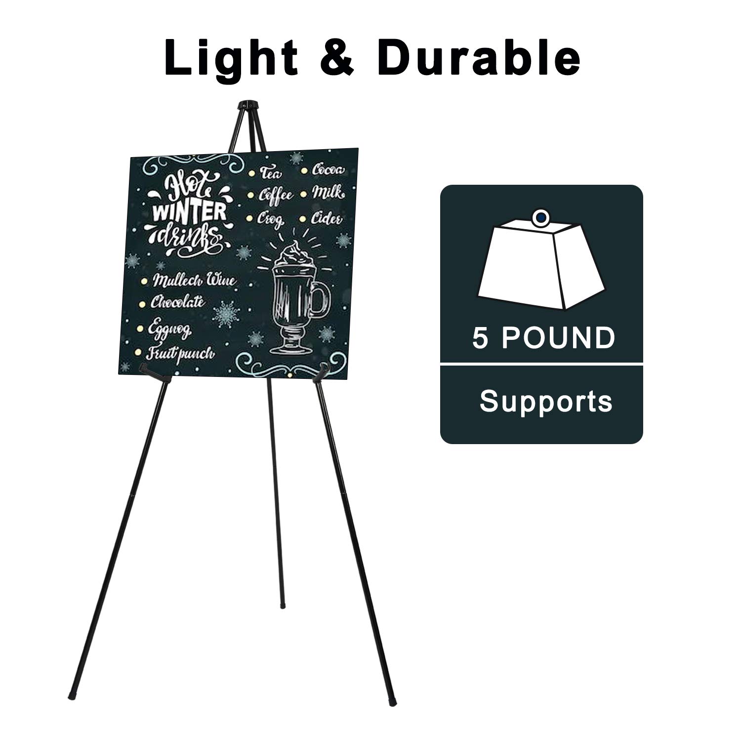 Easel Stand for Display Floor Easels for Signs Black Tripod for Poster Welcome Board Stands, Base 63