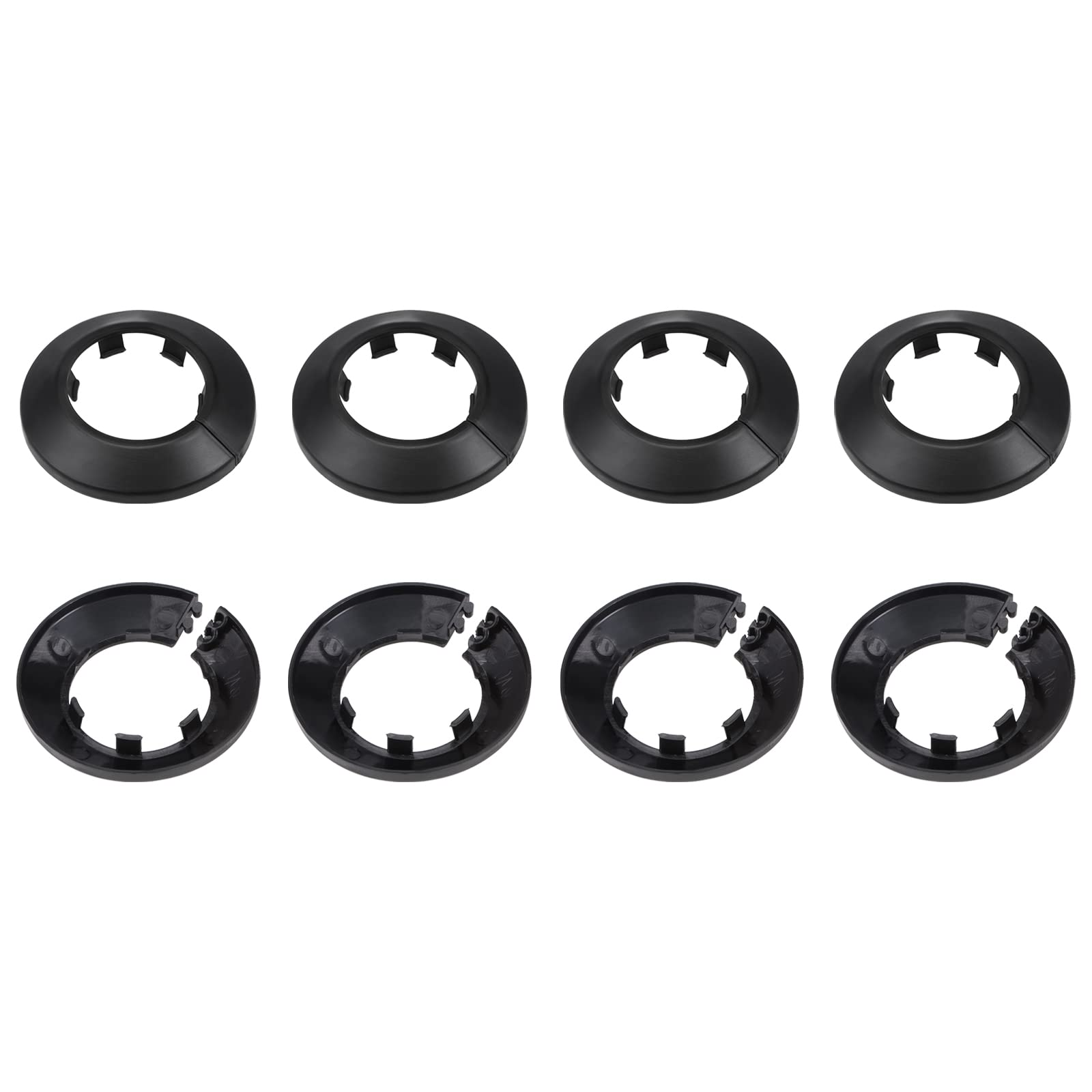 DTGN 72x13mm(DxT) Pipe Cover Decoration - 8Pack - Good for Bathroom Kitchen 40mm Dia Pipe - PP Plastic Escutcheon - Black