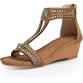 FRALOSHA Wedge Sandals for Women Open Toe Casual Summer Roman High Heel Breathable Beach Sandals
