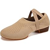 VCIXXVCE Women's Latin Dance Practice Shoes for Beginners 1" Low Heel Standard Ballroom Social Salsa Dancing Shoes