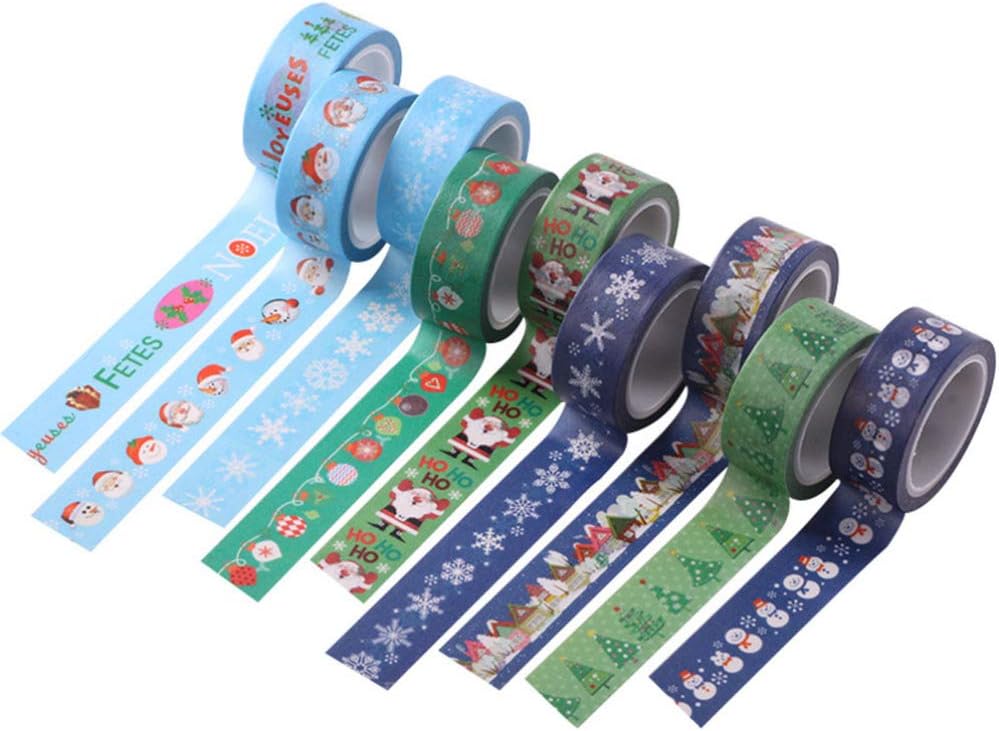 TOYANDONA Christmas Washi Tape for DIY Craft Packaging Supplies (Mixed Style) 9 Rolls 5 Meter, 2.6*1.5CM