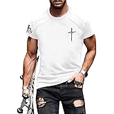 Christian Shirts for Men Oversized Jesus Shirt Faith Cross Graphic Tees God Religious Gifts Short Sleeve Tops