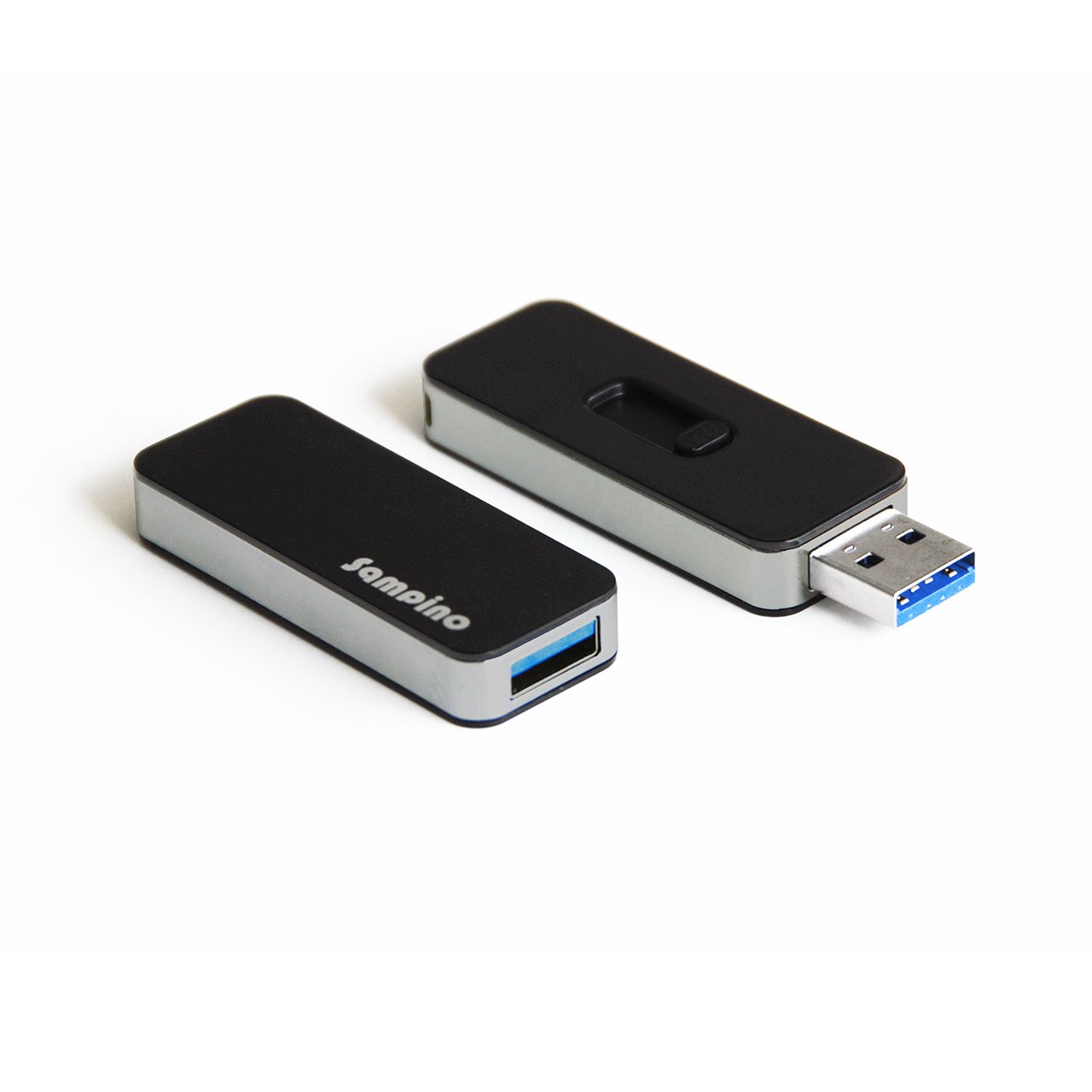 Sampino 16GB USB 3.0 Retractable Capless Flash Drive,Compatible for Windows 8, 7, Vista, XP, Mac (Black)