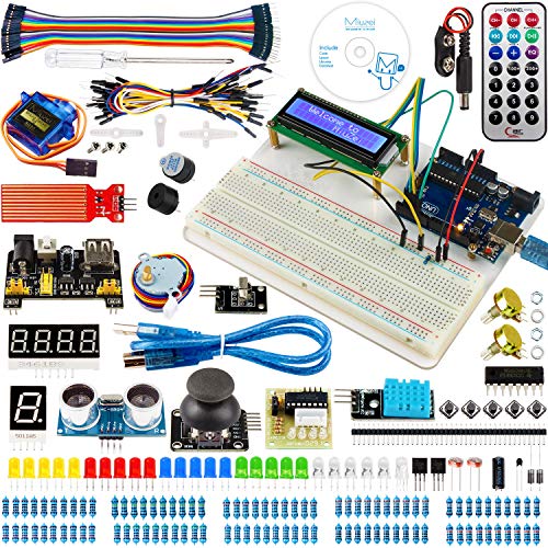 Miuzei for Arduino UNO Starter Kit with Project Tutorials, 5 in 1 Holder, UNO Board, LCD 1602, Servo, Sensors for Arduino UNO R3, Mega2560, Nano