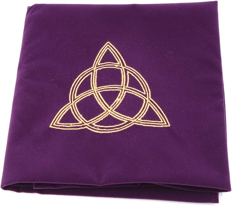 Xiangrun 60 × 60 cm Velvet Tarot Autel Tablecloth Wicca Pentacle Sun Board Game Embroidery for Board Games, Tarot Cards, Toy Cards Velvet Cover Purple