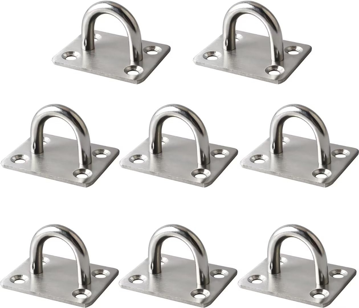 Mooche 8PCS M6 Pad Eye Plate Suspension Ceiling Hook, Stainless Steel Brushed Heavy Duty U Shape Staple Ring Loop with Screws for Wall Ceiling Hanging