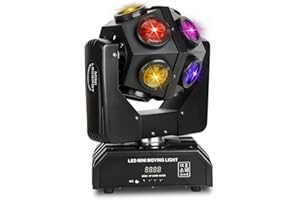Dreamland Moving Head DJ Lights, RGBW LED Rotation Party Lights DJ Disco Light with DMX Sound Auto Control, Strobe Disco Ligh