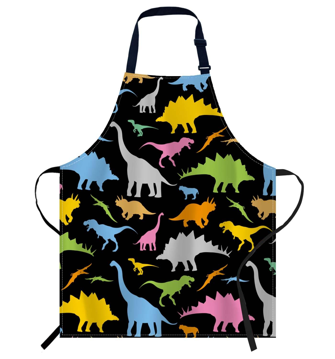 Smooffly Colorful Dinosaur Apron - Unisex Adjustable Bib Apron for Home, Kitchen, Restaurant, Coffee House — image 1