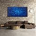 MyArton Textured Abstract Squares Canvas Wall Art Hand Painted Modern Dark Blue Oil Painting for Decoration Ready to Hang 48x24inch