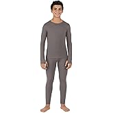 Cuddl Duds Boys Heavyweight Cold Weather Fleece Lined Thermal Set – Long Sleeve Shirt & Leggings – Long Johns for Kids