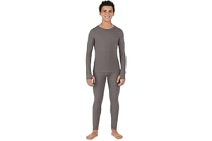 Cuddl Duds Boys Cold Weather Fleece-Lined Thermal Underwear 2-Piece Set - Kids Long Sleeve Top and Leggings Long Johns