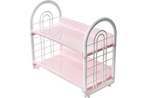 Simple Double Layer Desktop Storage Rack, 2-Tier Multifunctional Plastic Shelf Makeup Organizer for Skincare Office Kitchen B