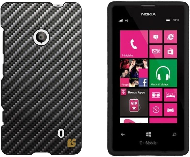 PhoneAidCase For Nokia Lumia 521 ( At&t / T-Mobile /Internetnational Unlock ) Art Design Image Hard Slim Fit Cellphone Case Cover Light Weight 2 Pieces Easy Snap on Durable Cell Phone Cases - Carbon Fiber Design