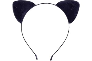 Vonokee Velvet Cat Ears Headband,Black Plush Cat Headpiece Cute Cat Costume Accessories for Halloween Party Cosplay and Daily Use