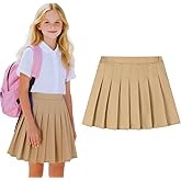 HILEELANG Girl School Uniform Pleated Scooter Skirt with Under Shorts Pull On Elastic Waist Skirt