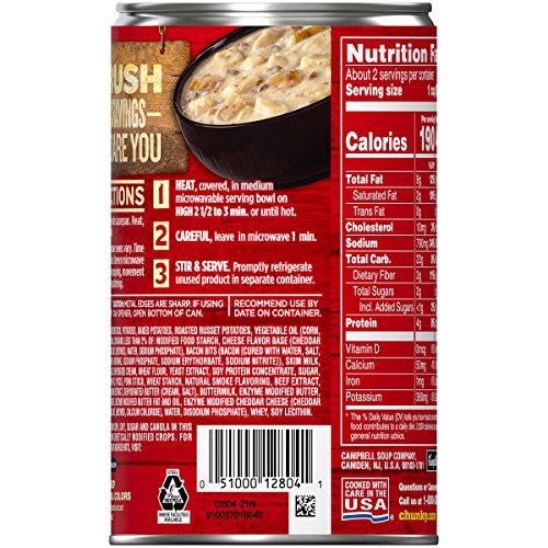 Campbell's Chunky Baked Potato with Cheddar & Bacon Bits Soup, 18.8 oz. Can (Pack of 12)
