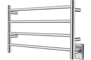 HEATGENE Towel Warmer 4 Bar Towel Dryer Wall-Mounted Plug-in Bath Towel Heater - Brushed