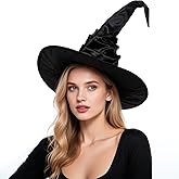 Leuceiy Halloween Witch Hat,Witch Hats for Women,Cosplay Party Black Witches Hat,Wizard Hats Halloween Costume Accessory