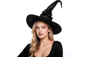 Leuceiy Halloween Witch Hat,Witch Hats for Women,Cosplay Party Black Witches Hat,Wizard Hats Halloween Costume Accessory