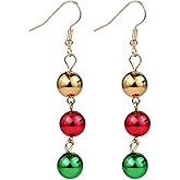 Christmas Earrings for Women Festive Red Green Bow Snowball Dangle Earring Xmas Bowknot Stud Earrings Festival Holiday Party Jewelry Accessories