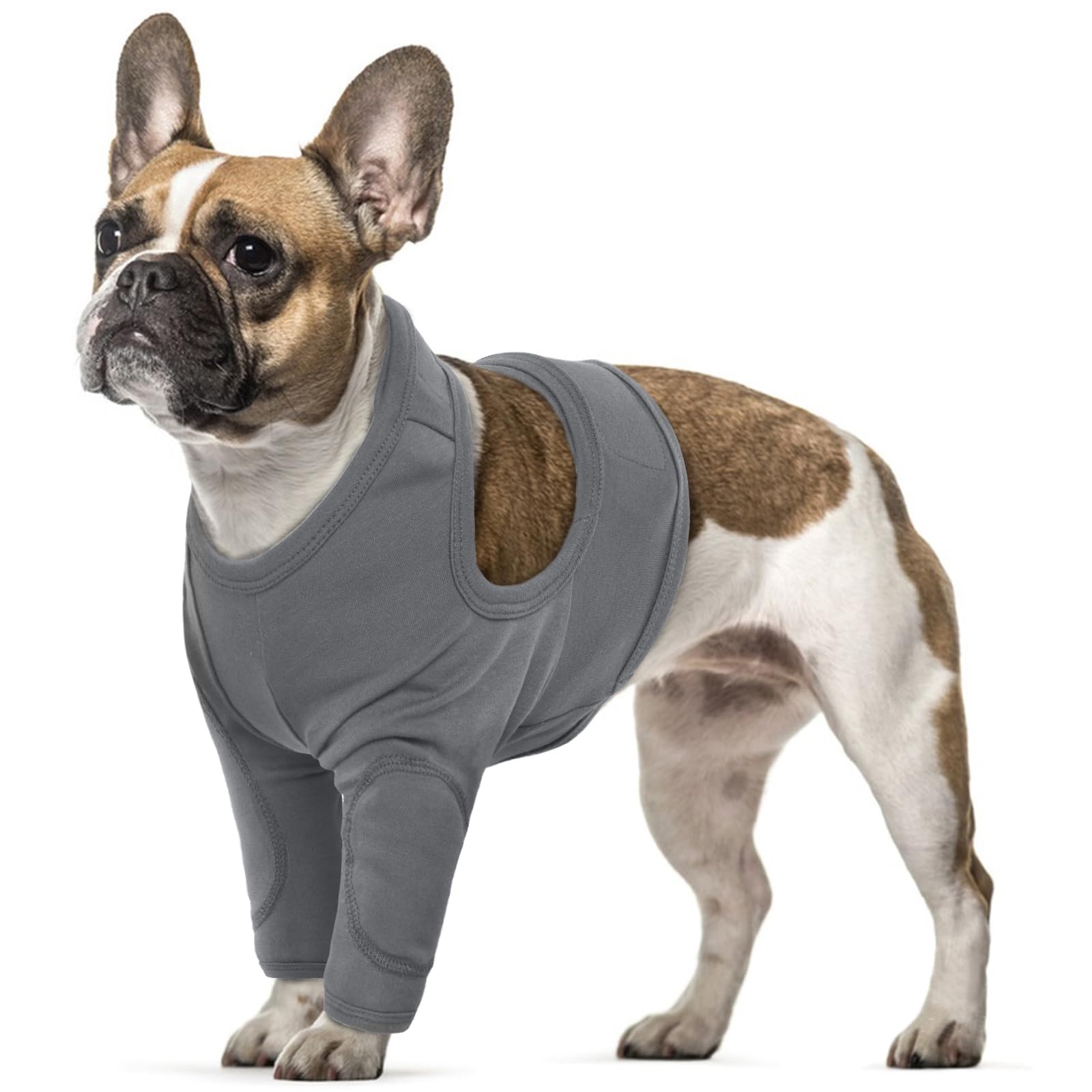 Dog Leg Wound Protector, Small Dog Recovery Suit for Front Legs Joint Wrap with Cotton Pad Stop Licking Wound after Operation(Grey, S) — image 1