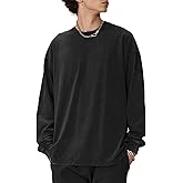 KEEPSHOWING Men's Oversized T Shirts Long Sleeve Shirts for Men Vintage Acid Wash Comfort Colors Crewneck Sweatshirt