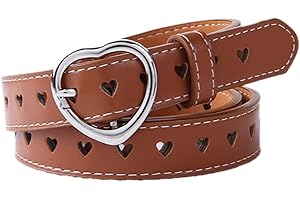 Girls belt Kids Belt Cute Heart PU Leather Belt Elastic Belt Adjustable Stretch Belt with Heart Buckle Skinny Belt
