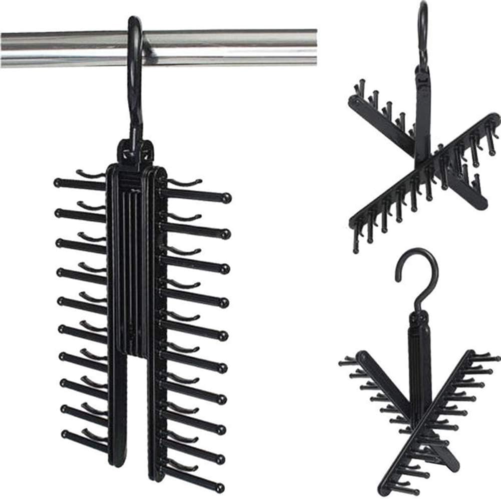uyhghjhb Adjustable 360 Degree Rotating 20 Tie Belt Scarf Hanger Rack Holder Organizer - Black