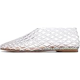 Molozoey Jelly Mesh Ballet Flats - Comfortable Clear Jelly Shoes, Adult Women's Closed Toe Flats Sandals
