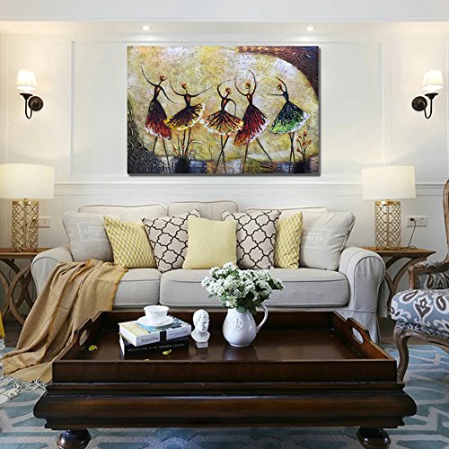 Metuu Oil Paintings, Ballet Dancer Girl Paintings Modern Home Decor Wall Art Painting Wood Inside Framed Hanging Wall Decoration Abstract Painting Ready to hang 24x36inch