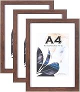 Scholar Tree Walnut A4 Picture Frame Set of 3 with Mount and Easel