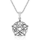 Mimi Sterling Silver Celtic Pentacle Pentagram Wiccan Pagan Pendant Necklace, 18 inches