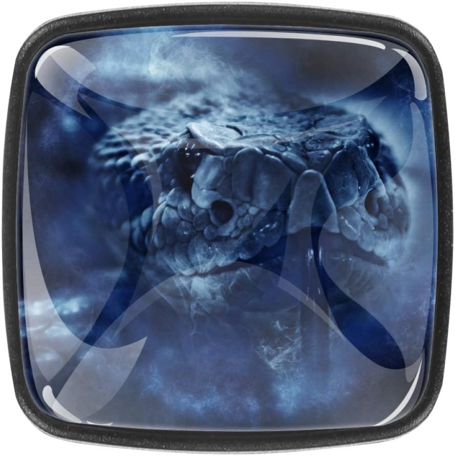 Schrankknauf, quadratisch, Türgriffe, Schlangengeist mit Tiermotiv, für