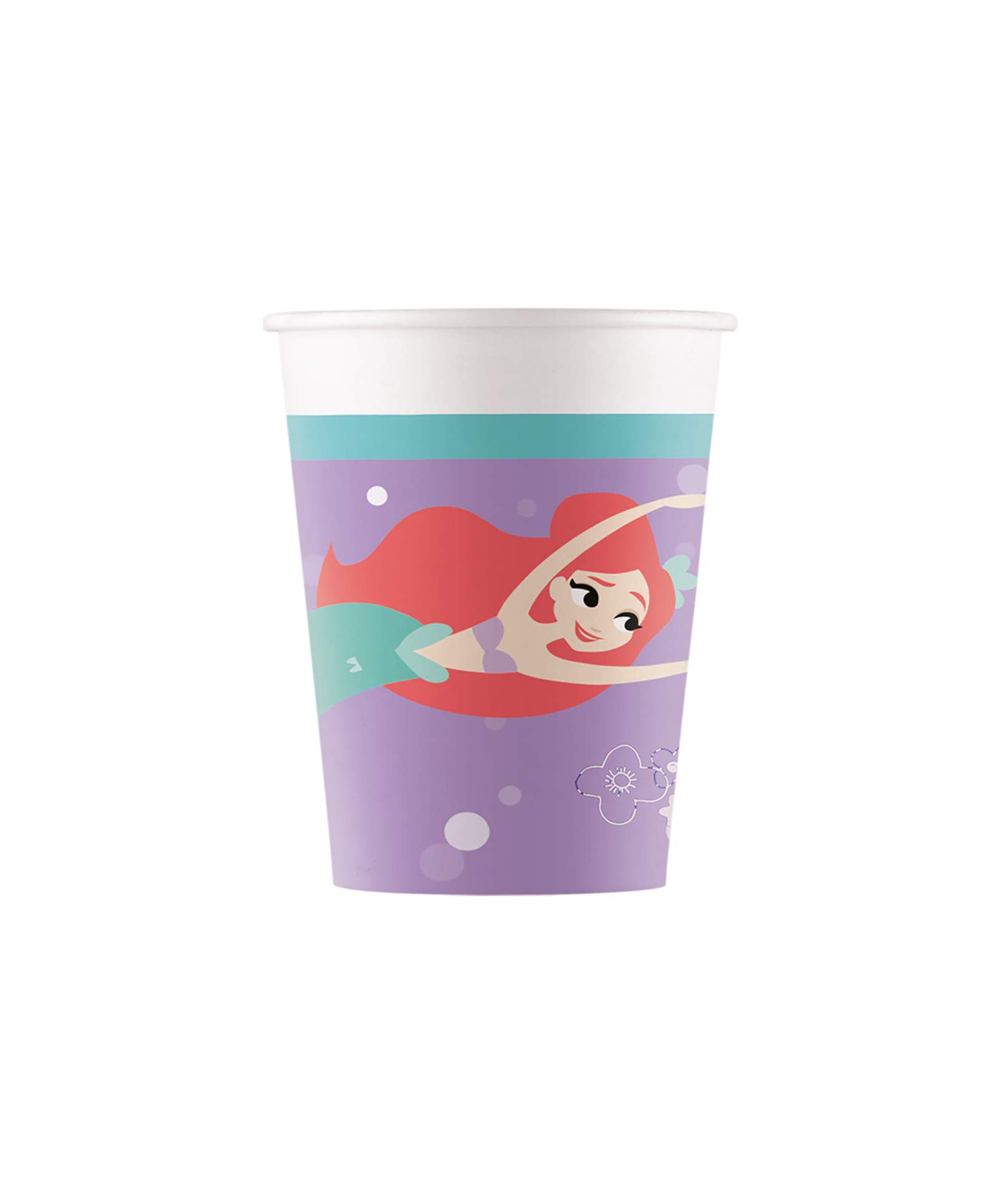 Disney Princess Ariel Under The Sea Paper Cups Birthday Party Tableware, Pack of 8, 200ml