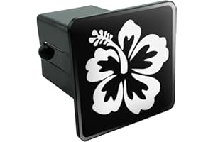 GRAPHICS & MORE Hibiscus Flower - White On Black Tow Trailer Hitch Cover Plug Insert 2"