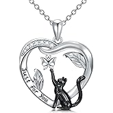 KNTTZZI Black Cat Necklace Cat Lover Gift for Women 925 Sterling Silver