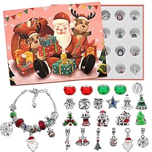 Advent Calendar 2021 Christmas Countdown Calendar – Christmas Themed DIY Charm Bracelet Making Kit for Girls, Jewelry…