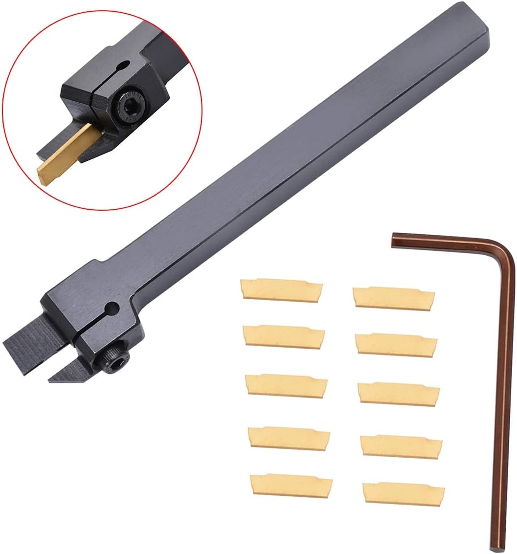 DORATA - 10pcs MGMN200 Carbide Inserts Golden Blades + 1pc MGEHR1010-2 Turning Tool Holder Boring Bar with Wrench
