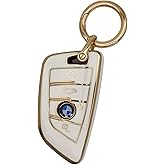 for BMW Key fob Cover, Soft Full Protection Key Case Shell for BMW 2 5 6 7 Series X1 X2 X3 X5 X6 X7 Premium Anti-dust Anti-Break Protection (White)