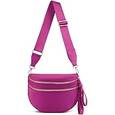 Bum Bags for Women Nylon Crossbody Bag Solid Spacious Cresent Sling Belt Half Moon Purse with Adjustable Strap Trendy Satchel