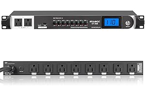 Professional 10 Socket Power Conditioner/Surge Sequencer with USB and Type-C Charger.3300W Rack Mount Audio Power Supply Cont