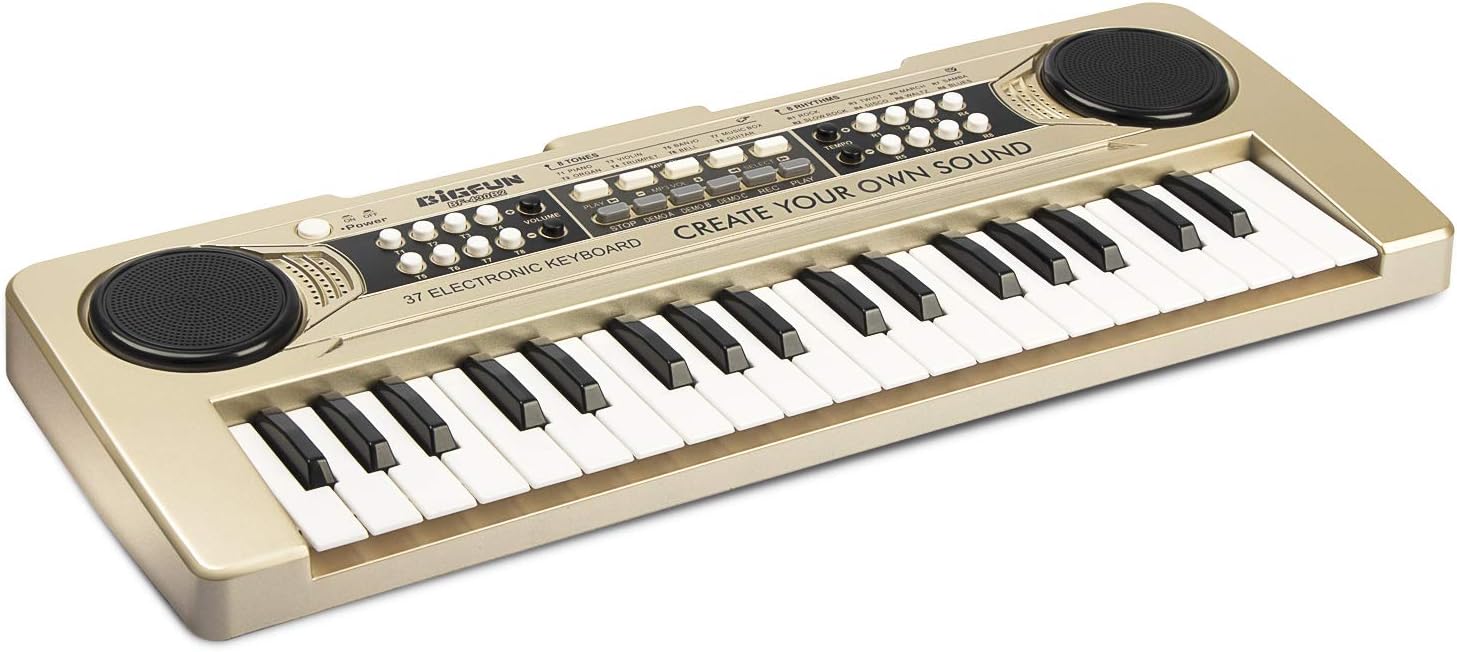 aPerfectLife 37 Keys Piano Keyboard for Kids Multifunction Portable Piano Electronic Keyboard Music Instrument for Kids Early Learning Educational Toy (Gold)